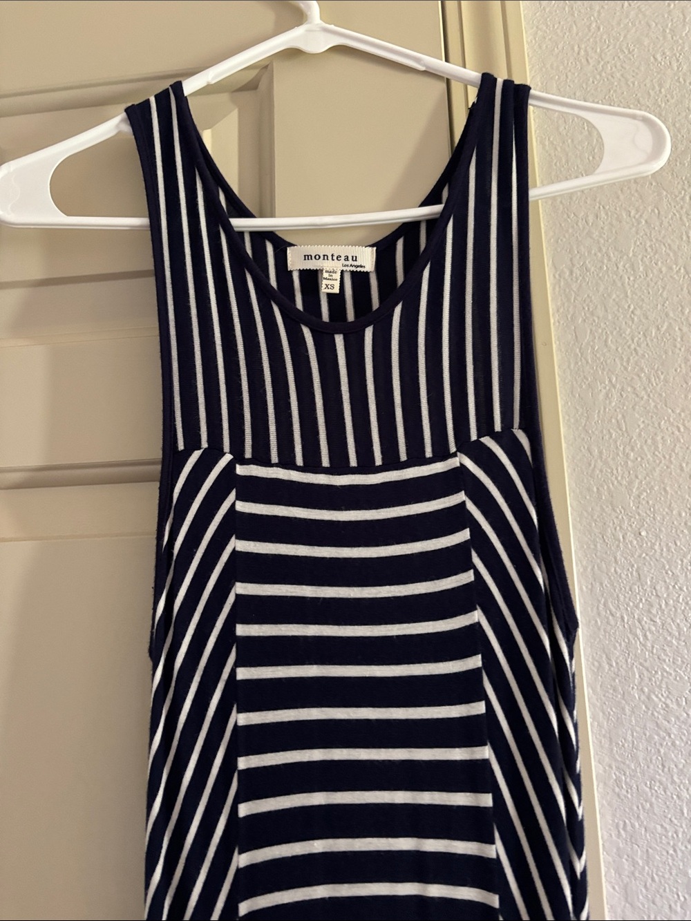 Monteau Navy & White Striped Sleeveless Maxi Dress - Picture 3 of 3